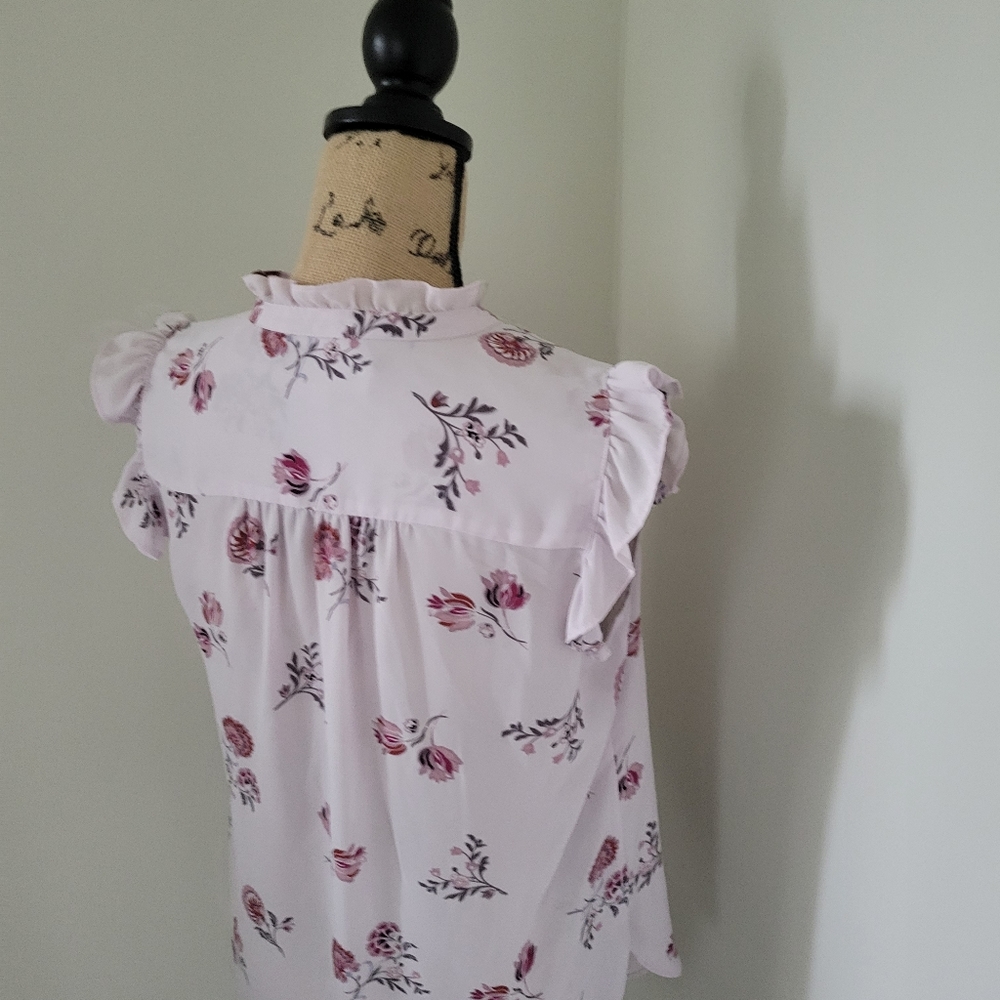 Loft Floral Ruffle Henley Shell - Picture 7 of 9